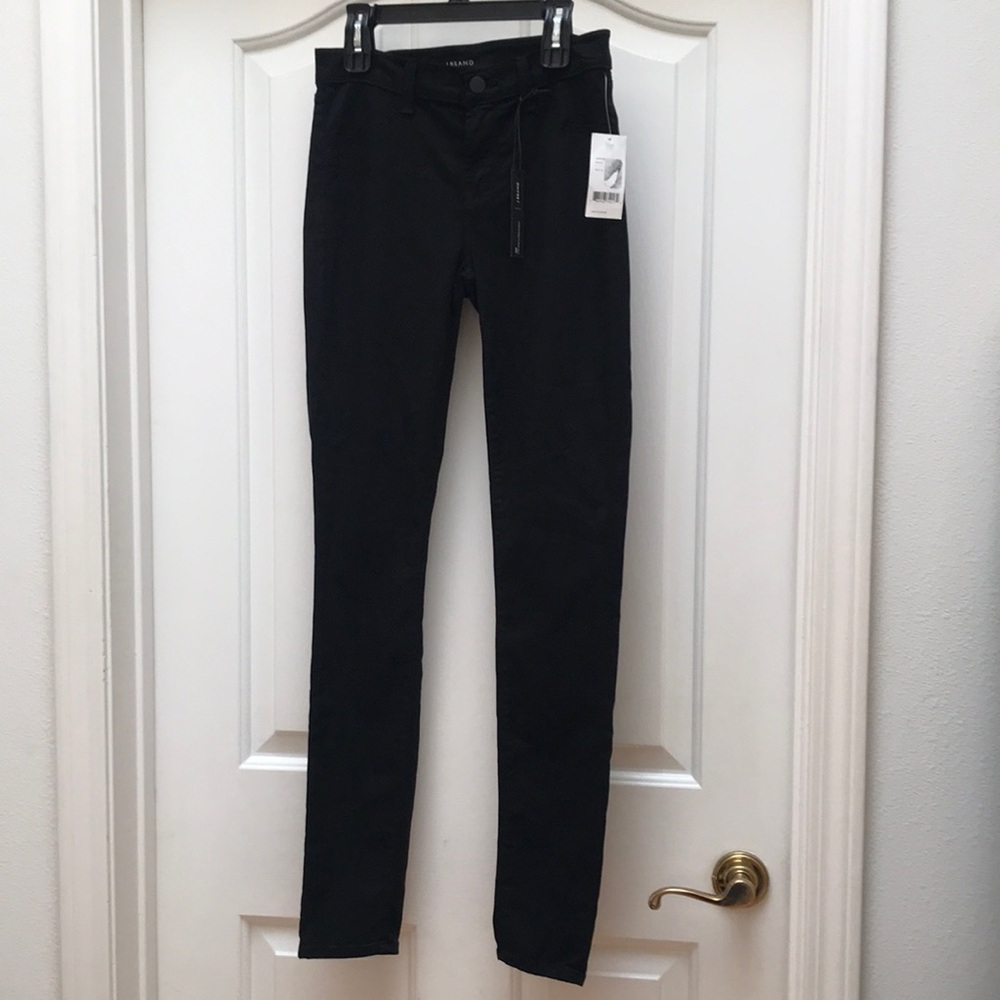 J Brand NWT Lux Sateen Black Slim Mid-Rise Super Skinny Pants Size 24